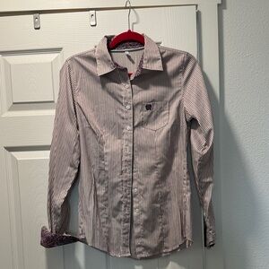 Cinch Red and White Striped Shirt